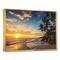 Designart - Paradise Tropical Island Beach with Palms - Extra Large Seascape Art Framed Canvas